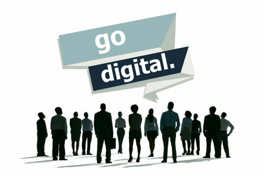 Logo Go Digital mit Silhouetten von Menschen darunter