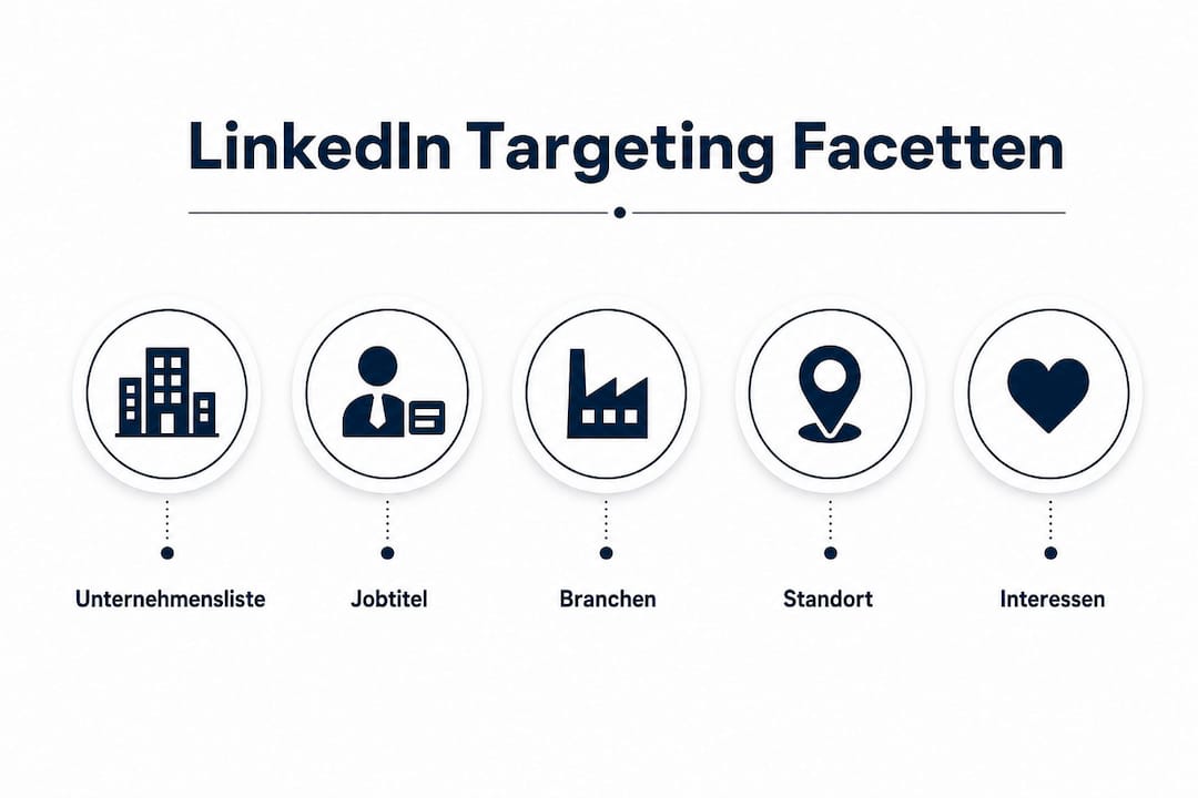 Übersicht der verschiedenen Zielgruppen-Optionen bei LinkedIn – anschaulich dargestellt in einer Infografik