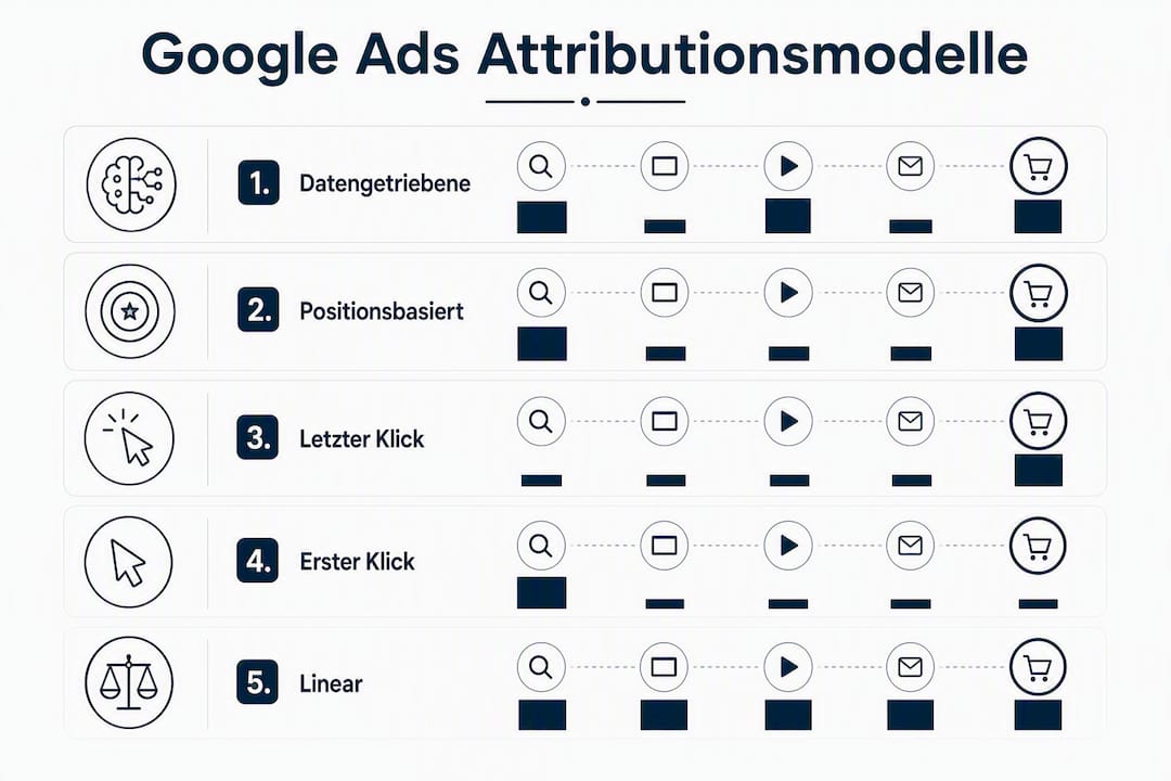 Übersichtliche Infografik zu den verschiedenen Attributionsmodellen