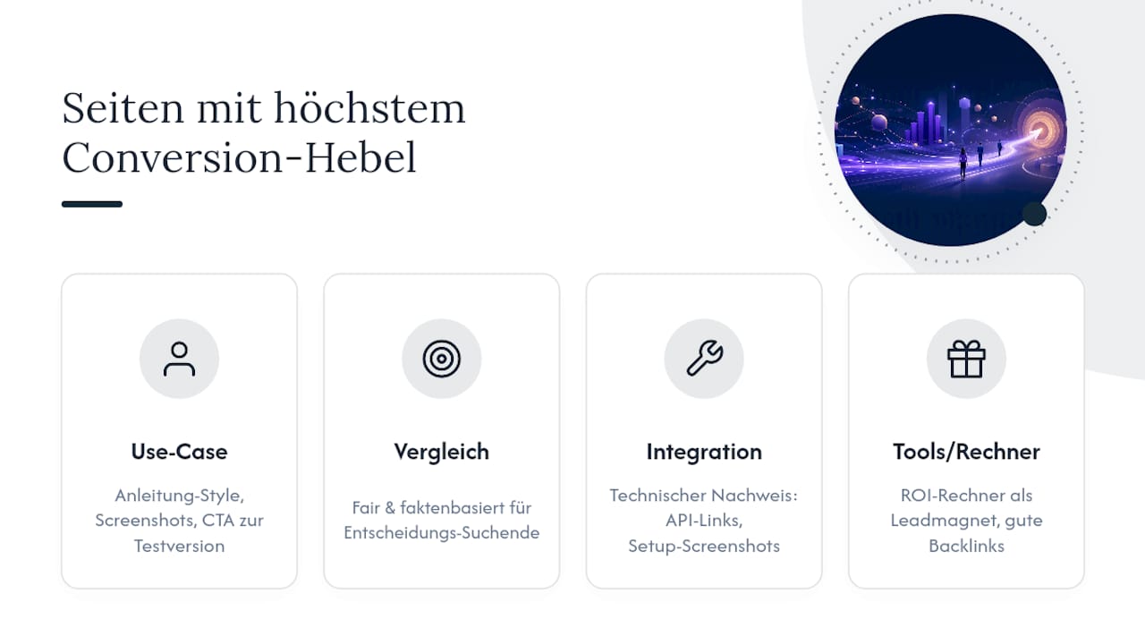 Welche Seitenarten bringen den größten Conversion-Effekt? — overview diagram